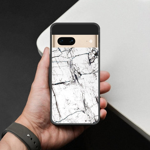 Google Pixel 7 Cover - White Marble Series 2 - HQ Ultra Shine Premium Infinity Glass Soft Silicon Borders Case