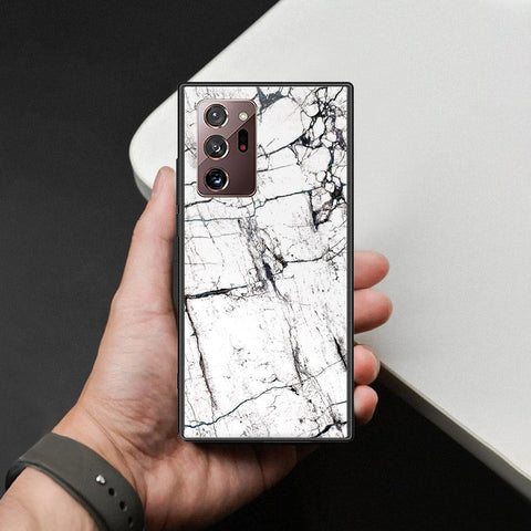 Samsung Galaxy Note 20 Ultra Cover - White Marble Series 2 - HQ Ultra Shine Premium Infinity Glass Soft Silicon Borders Case