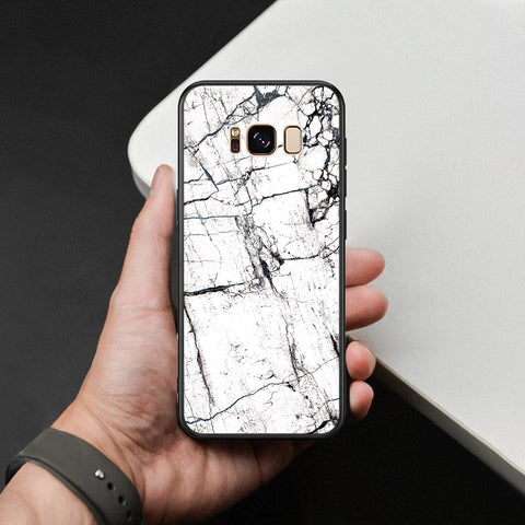 Samsung Galaxy S8 Plus Cover - White Marble Series 2 - HQ Ultra Shine Premium Infinity Glass Soft Silicon Borders Case