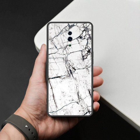 Oppo Reno Cover - White Marble Series 2 - HQ Ultra Shine Premium Infinity Glass Soft Silicon Borders Case