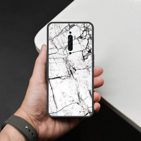 Oppo Reno 2F Cover - White Marble Series 2 - HQ Ultra Shine Premium Infinity Glass Soft Silicon Borders Case