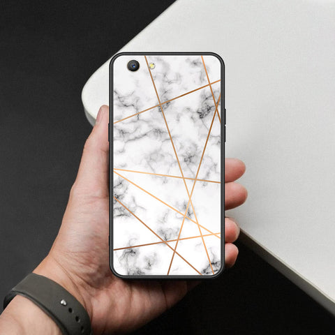 Oppo A59 Cover - White Marble Series 2 - HQ Ultra Shine Premium Infinity Glass Soft Silicon Borders Case