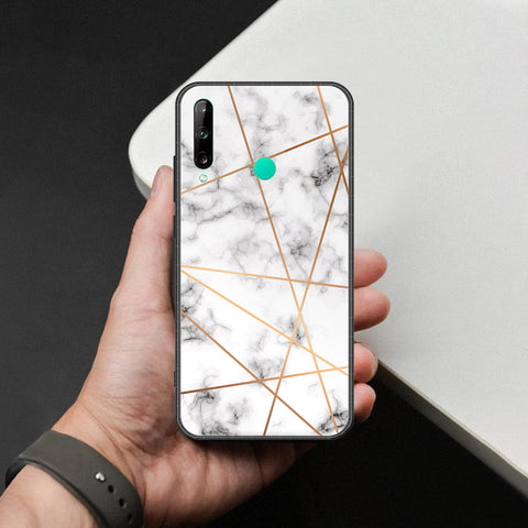 Huawei P40 lite E Cover - White Marble Series 2 - HQ Ultra Shine Premium Infinity Glass Soft Silicon Borders Case