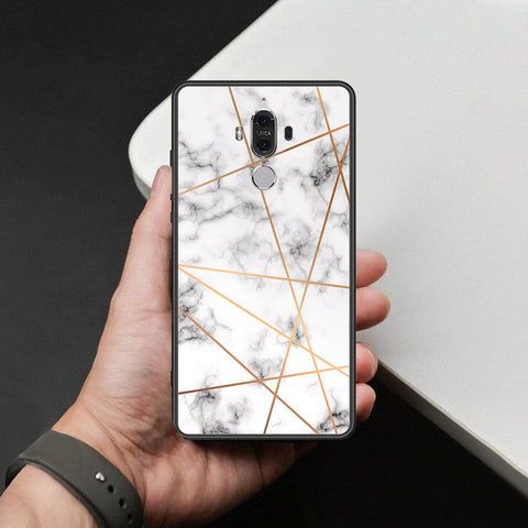Huawei Mate 9 Cover - White Marble Series 2 - HQ Ultra Shine Premium Infinity Glass Soft Silicon Borders Case