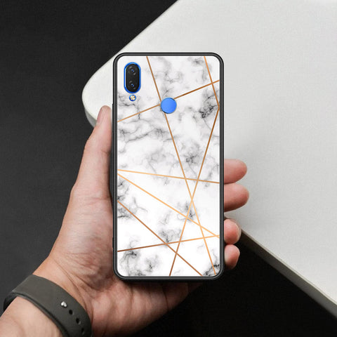 Huawei Honor Play Cover - White Marble Series 2 - HQ Ultra Shine Premium Infinity Glass Soft Silicon Borders Case