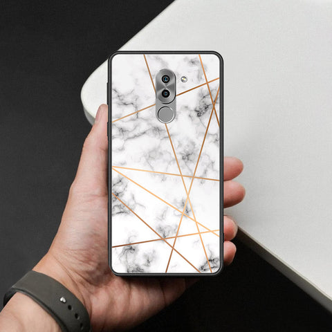 Huawei Honor 6X Cover - White Marble Series 2 - HQ Ultra Shine Premium Infinity Glass Soft Silicon Borders Case