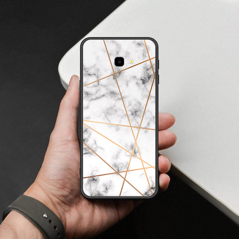 Samsung Galaxy J4 Plus Cover - White Marble Series 2 - HQ Ultra Shine Premium Infinity Glass Soft Silicon Borders Case