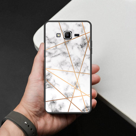 Samsung Galaxy J2 Prime Cover - White Marble Series 2 - HQ Ultra Shine Premium Infinity Glass Soft Silicon Borders Case