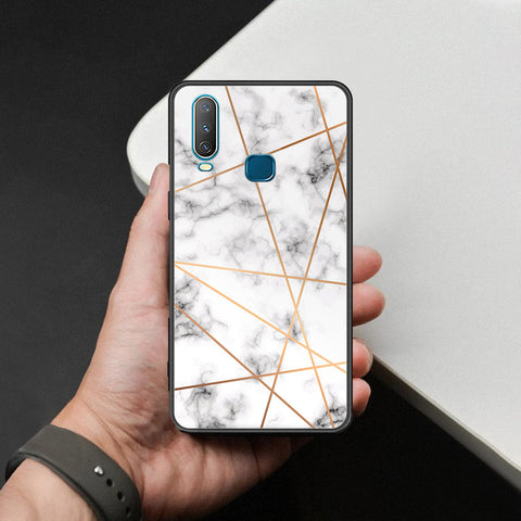 Vivo Y17 Cover - White Marble Series 2 - HQ Ultra Shine Premium Infinity Glass Soft Silicon Borders Case