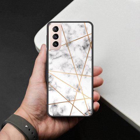 Samsung Galaxy S21 Plus 5G Cover - White Marble Series 2 - HQ Ultra Shine Premium Infinity Glass Soft Silicon Borders Case