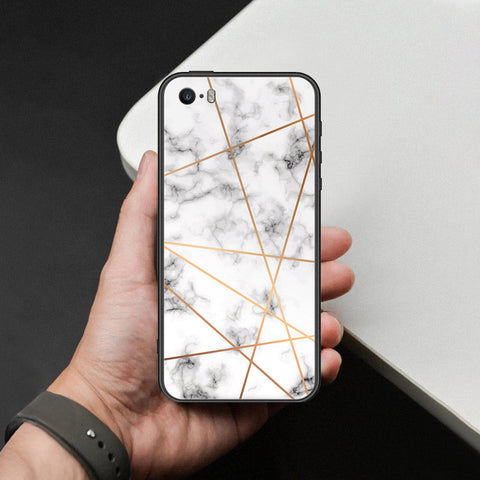 iPhone SE / 5s / 5 - White Marble Series 2 - HQ Ultra Shine Premium Infinity Glass Soft Silicon Borders Case