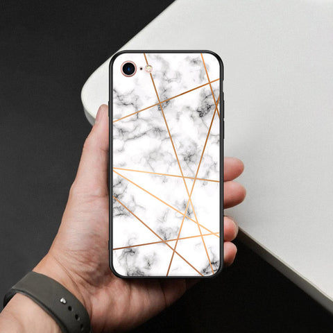 iPhone SE 2022 - White Marble Series 2 - HQ Ultra Shine Premium Infinity Glass Soft Silicon Borders Case