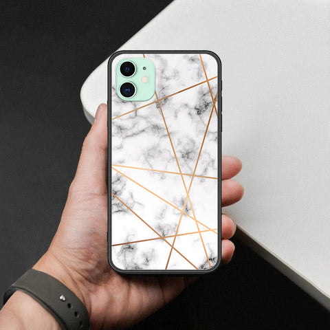iPhone 11 - White Marble Series 2 - HQ Ultra Shine Premium Infinity Glass Soft Silicon Borders Case