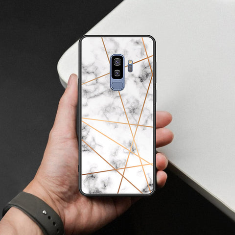 Samsung Galaxy S9 Plus Cover - White Marble Series 2 - HQ Ultra Shine Premium Infinity Glass Soft Silicon Borders Case