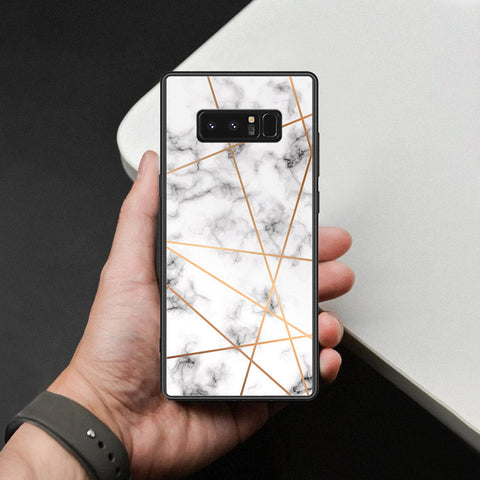 Samsung Galaxy Note 8 Cover - White Marble Series 2 - HQ Ultra Shine Premium Infinity Glass Soft Silicon Borders Case