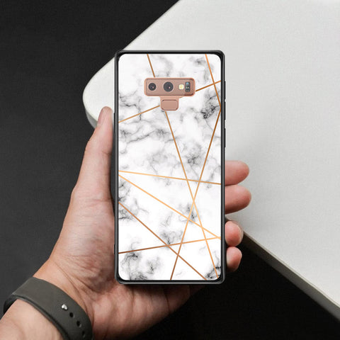 Samsung Galaxy Note 9 Cover - White Marble Series 2 - HQ Ultra Shine Premium Infinity Glass Soft Silicon Borders Case