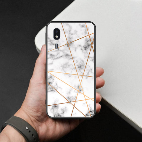 Samsung Galaxy A2 Core Cover - White Marble Series 2 - HQ Ultra Shine Premium Infinity Glass Soft Silicon Borders Case