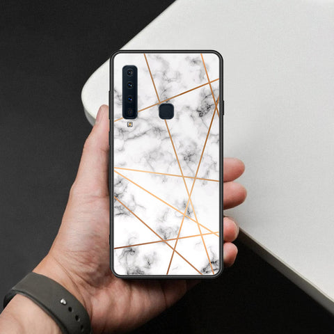 Samsung Galaxy A9 2018 Cover - White Marble Series 2 - HQ Ultra Shine Premium Infinity Glass Soft Silicon Borders Case