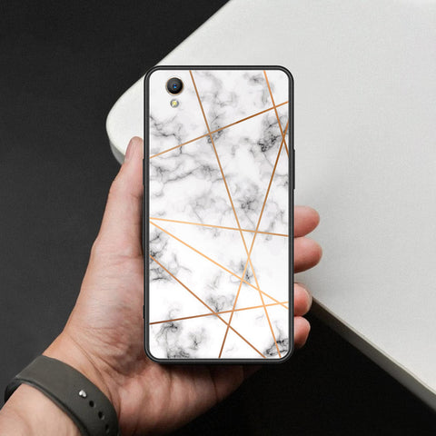 Oppo A37 Cover - White Marble Series 2 - HQ Ultra Shine Premium Infinity Glass Soft Silicon Borders Case