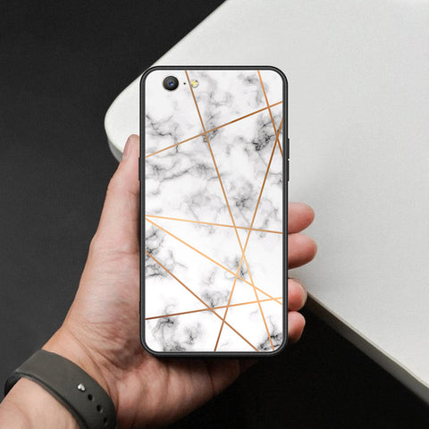 Oppo A57 Cover - White Marble Series 2 - HQ Ultra Shine Premium Infinity Glass Soft Silicon Borders Case