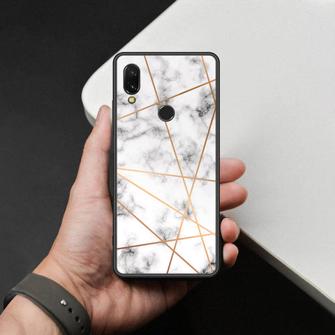 Xiaomi Redmi 7 Cover - White Marble Series 2 - HQ Ultra Shine Premium Infinity Glass Soft Silicon Borders Case
