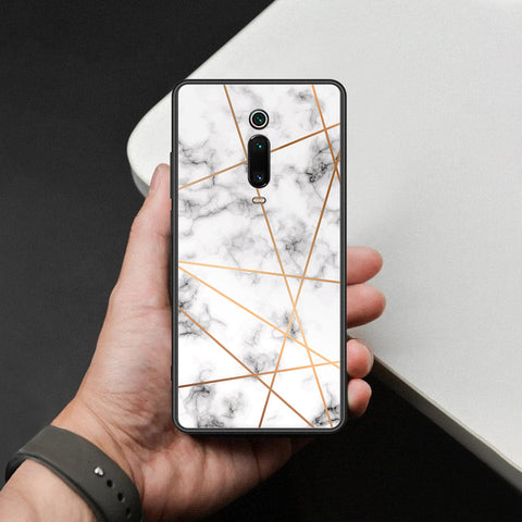 Xiaomi Mi 9T Cover - White Marble Series 2 - HQ Ultra Shine Premium Infinity Glass Soft Silicon Borders Case