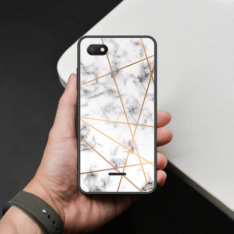 Xiaomi Redmi 6A Cover - White Marble Series 2 - HQ Ultra Shine Premium Infinity Glass Soft Silicon Borders Case