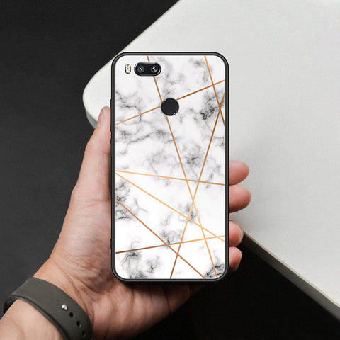 Xiaomi Mi A1 / Mi 5X Cover - White Marble Series 2 - HQ Ultra Shine Premium Infinity Glass Soft Silicon Borders Case