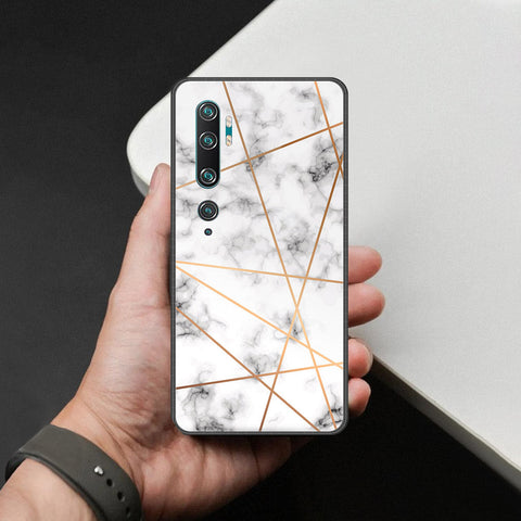 Xiaomi Mi CC9 Pro Cover - White Marble Series 2 - HQ Ultra Shine Premium Infinity Glass Soft Silicon Borders Case