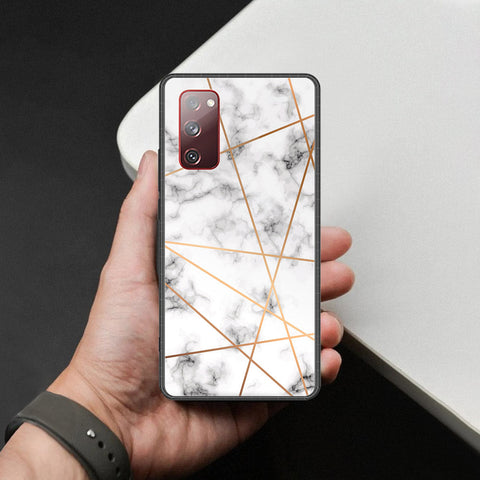 Samsung Galaxy S20 FE Cover - White Marble Series 2 - HQ Ultra Shine Premium Infinity Glass Soft Silicon Borders Case