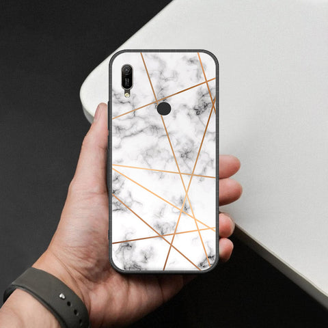 Huawei Y6 2019 / Y6 Prime 2019 Cover - White Marble Series 2 - HQ Ultra Shine Premium Infinity Glass Soft Silicon Borders Case