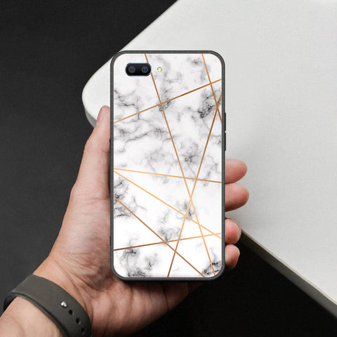 Oppo A3s Cover - White Marble Series 2 - HQ Ultra Shine Premium Infinity Glass Soft Silicon Borders Case