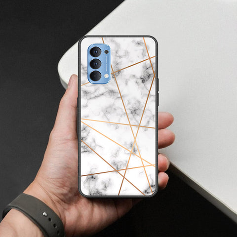 Oppo Reno 4 Cover - White Marble Series 2 - HQ Ultra Shine Premium Infinity Glass Soft Silicon Borders Case