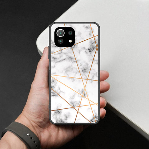 Xiaomi Mi 11 Lite Cover - White Marble Series 2 - HQ Ultra Shine Premium Infinity Glass Soft Silicon Borders Case