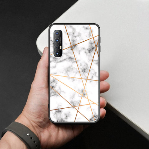 Oppo Reno 3 Pro Cover - White Marble Series 2 - HQ Ultra Shine Premium Infinity Glass Soft Silicon Borders Case