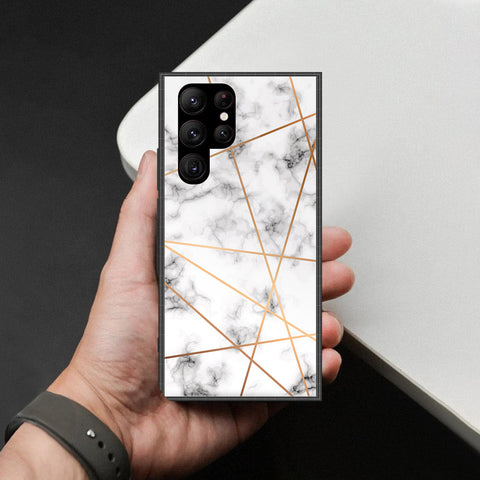 Samsung Galaxy S23 Ultra 5G Cover - White Marble Series 2 - HQ Ultra Shine Premium Infinity Glass Soft Silicon Borders Case