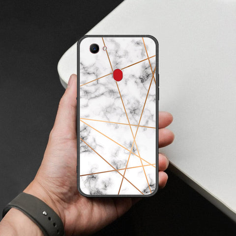 Oppo F7 Cover - White Marble Series 2 - HQ Ultra Shine Premium Infinity Glass Soft Silicon Borders Case