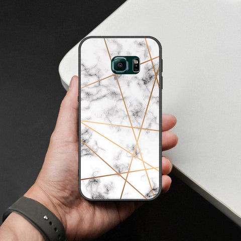 Samsung Galaxy S6 Edge Cover - White Marble Series 2 - HQ Ultra Shine Premium Infinity Glass Soft Silicon Borders Case