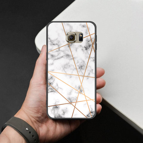 Samsung Galaxy S6 Cover - White Marble Series 2 - HQ Ultra Shine Premium Infinity Glass Soft Silicon Borders Case