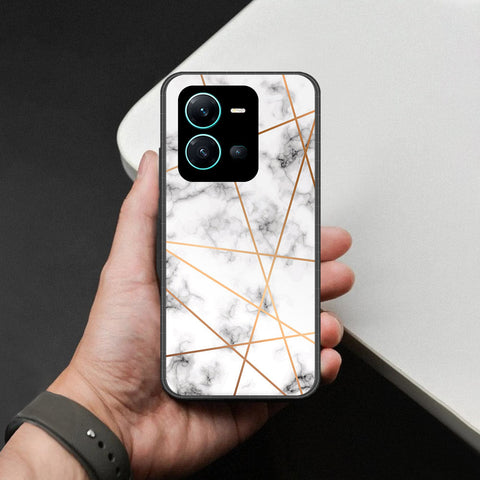 Vivo V25 5G Cover - White Marble Series 2 - HQ Ultra Shine Premium Infinity Glass Soft Silicon Borders Case