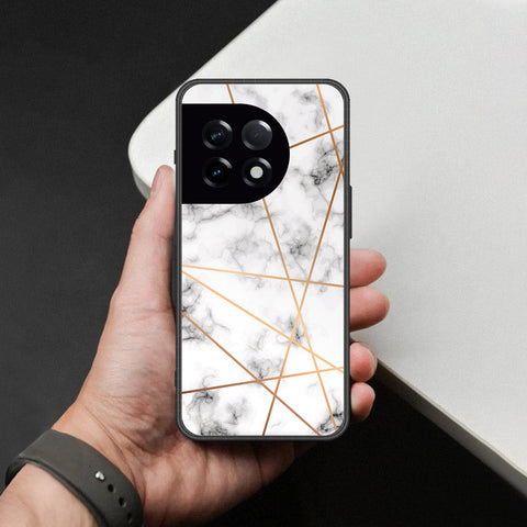 OnePlus 11R Cover - White Marble Series 2 - HQ Ultra Shine Premium Infinity Glass Soft Silicon Borders Case