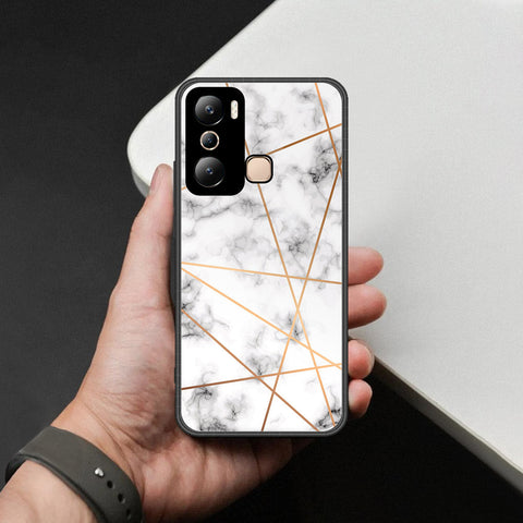 Infinix Hot 20i Cover - White Marble Series 2 - HQ Ultra Shine Premium Infinity Glass Soft Silicon Borders Case