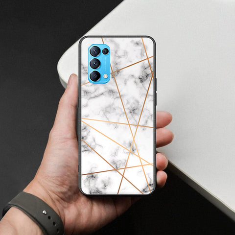 Oppo Reno 5 4G Cover - White Marble Series 2 - HQ Ultra Shine Premium Infinity Glass Soft Silicon Borders Case