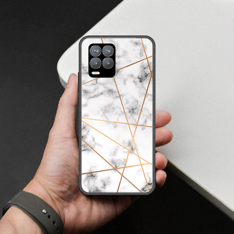 Realme 8 Cover - White Marble Series 2 - HQ Ultra Shine Premium Infinity Glass Soft Silicon Borders Case