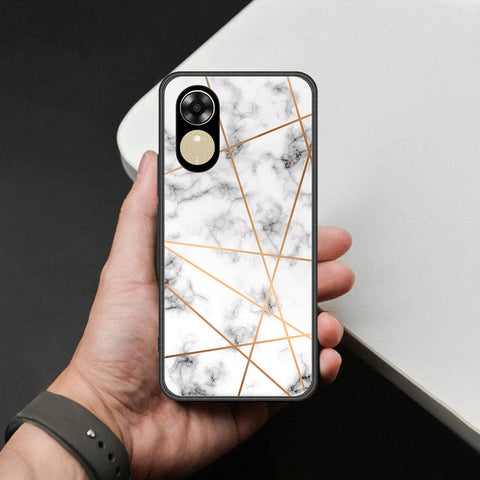Oppo A17k Cover - White Marble Series 2 - HQ Ultra Shine Premium Infinity Glass Soft Silicon Borders Case