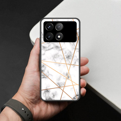 Xiaomi Poco F6 Pro Cover - White Marble Series 2 - HQ Ultra Shine Premium Infinity Glass Soft Silicon Borders Case
