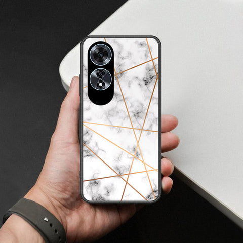 Oppo A60 Cover - White Marble Series 2 - HQ Ultra Shine Premium Infinity Glass Soft Silicon Borders Case
