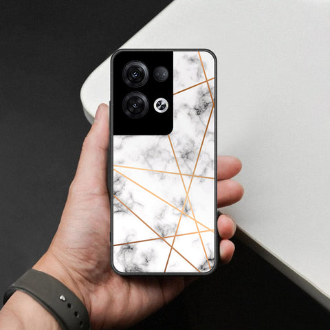 Oppo Reno 8 Pro  Cover - White Marble Series 2 - HQ Ultra Shine Premium Infinity Glass Soft Silicon Borders Case