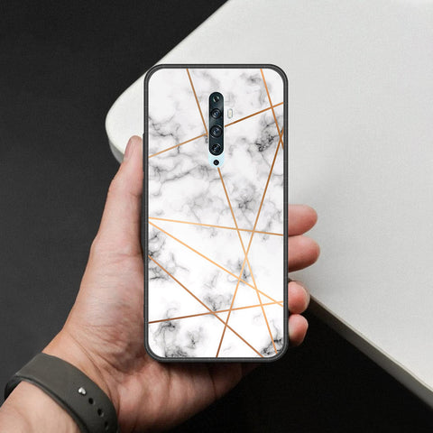 Oppo Reno 2 Cover - White Marble Series 2 - HQ Ultra Shine Premium Infinity Glass Soft Silicon Borders Case