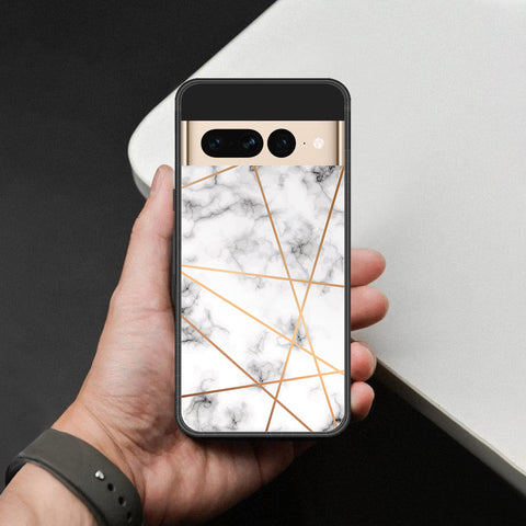 Google Pixel 7 Pro Cover - White Marble Series 2 - HQ Ultra Shine Premium Infinity Glass Soft Silicon Borders Case